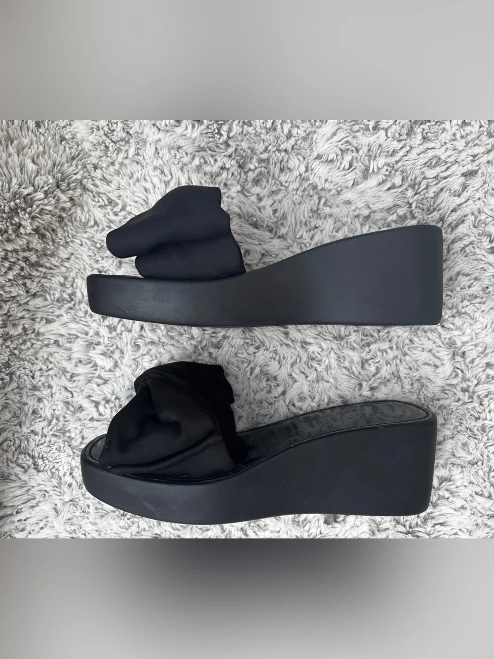 Kate Spade Women’s Black Bow Bikini Wedge Slide Sandals US 9 B